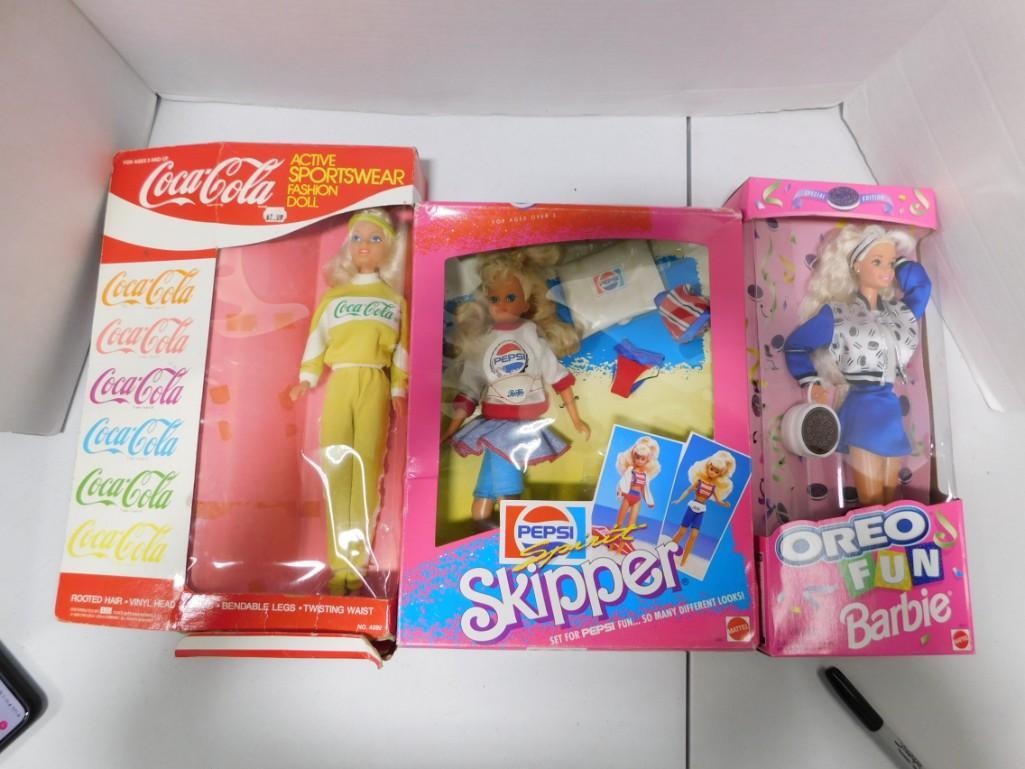 3 Barbie Dolls incl Pepsi Skipper , Oreo Fun Barbie and (1 of 4)