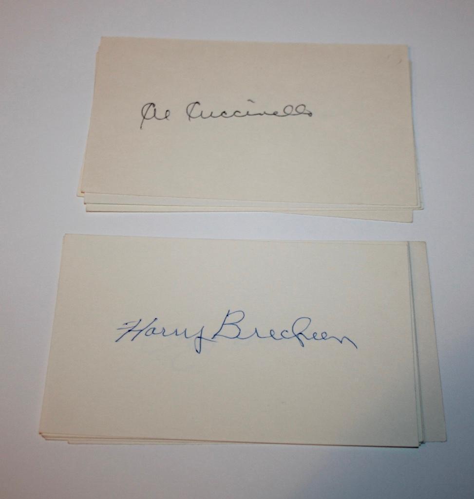 Lot of 10 Signed Index Cards Baseball Players Primarily (1 of 2)