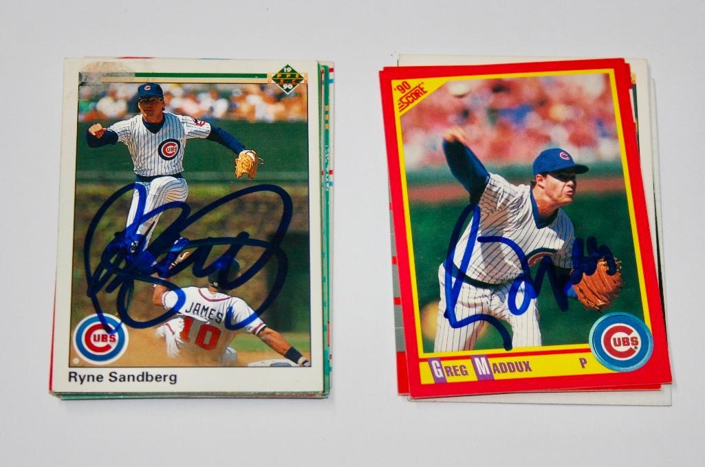 Lot of 18 Signed Baseball Cards of Cubs HOF'ers - (1 of 3)
