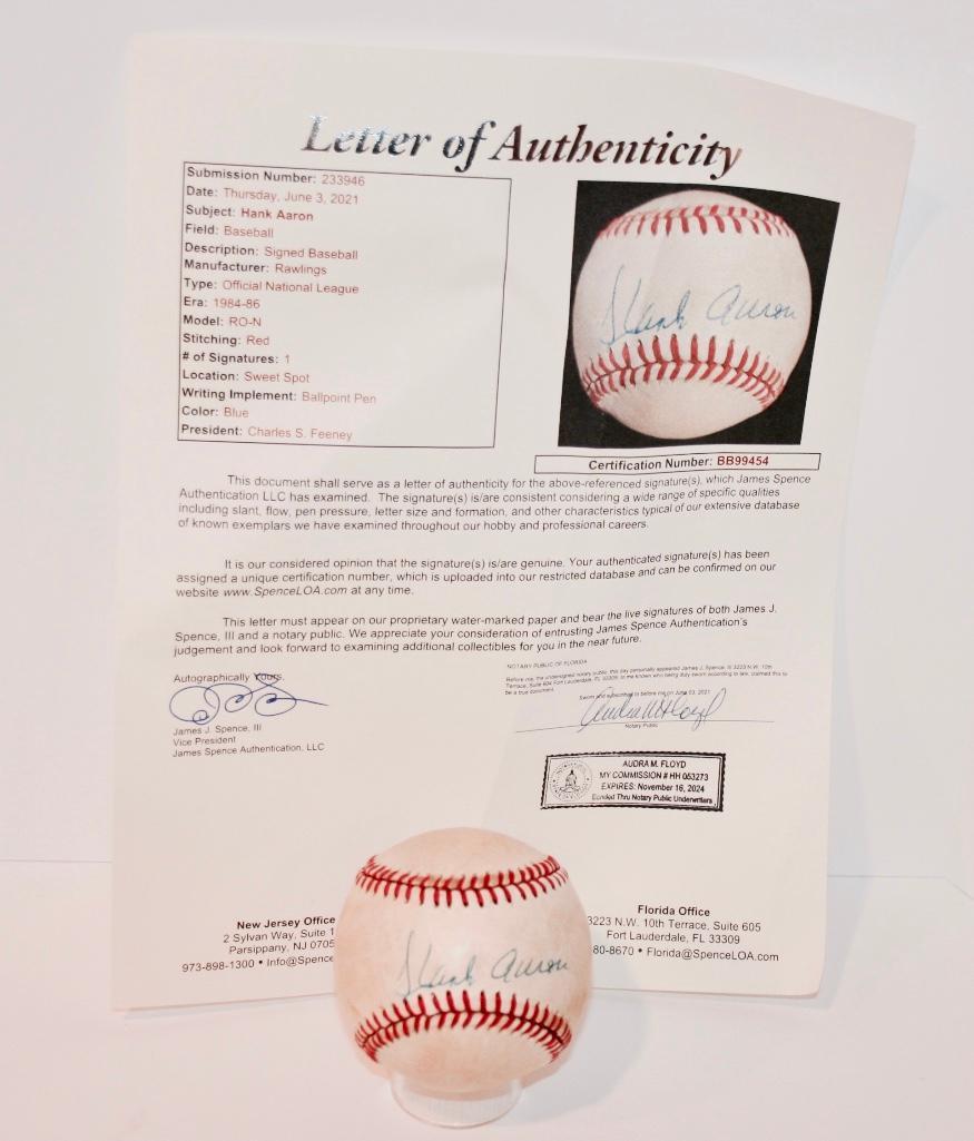 Hank Aaron Signed Baseball With JSA LOA (1 of 8)