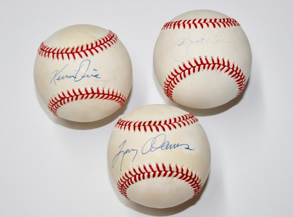 Lot of 3 Signed Baseballs - Terry Adams, Kevin Orie, & (1 of 6)