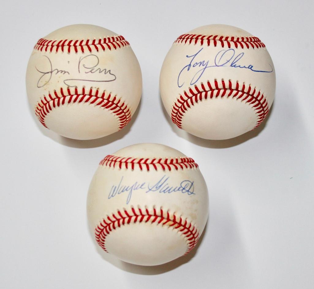 Lot of 3 Signed Baseballs - Jim Perry, Wayne Garrett & (1 of 6)