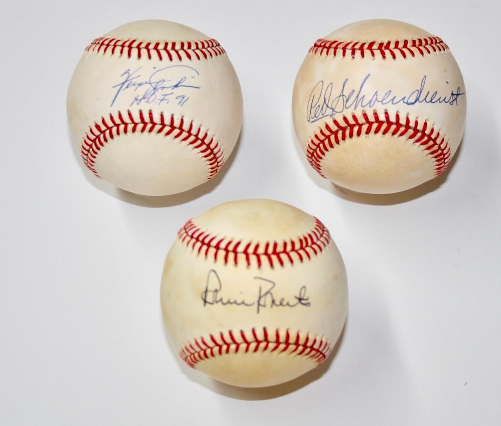 Lot of 3 HOF Member Signed Baseballs - Red (1 of 6)