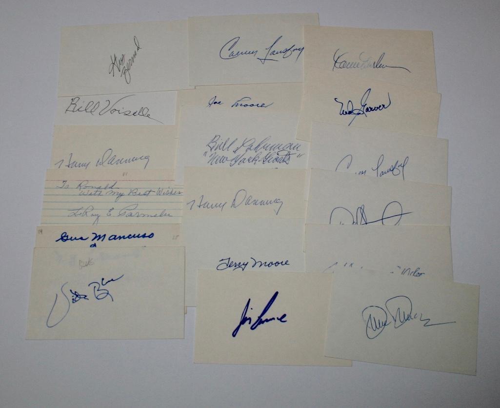18 Signed Index Cards Of Former Baseball Players (1 of 4)