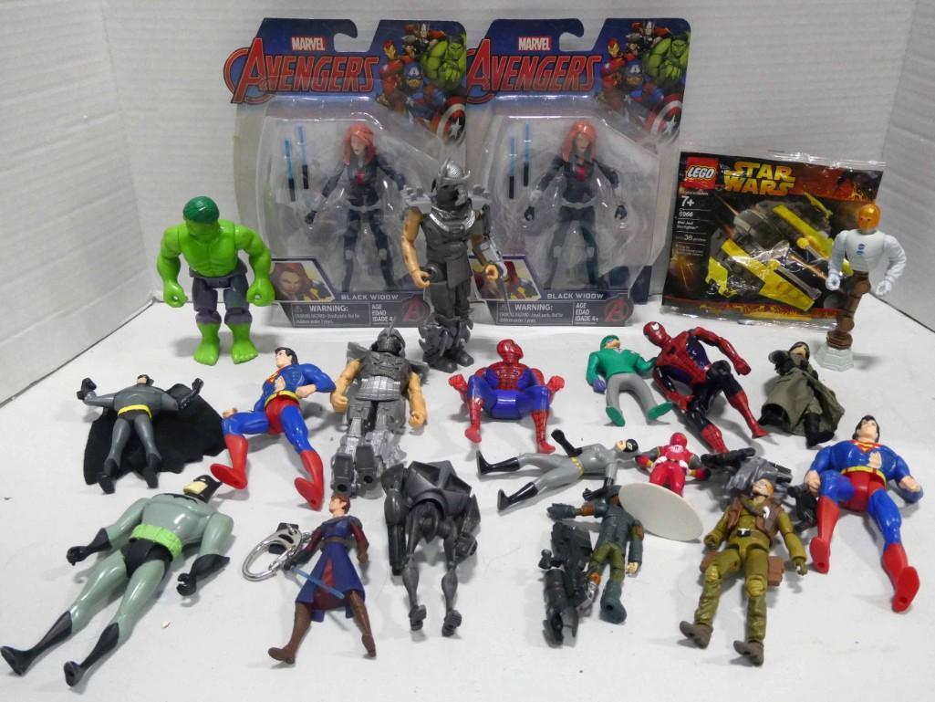 Lot of Action Figures incl Batman, Superman, Spider Man (1 of 3)