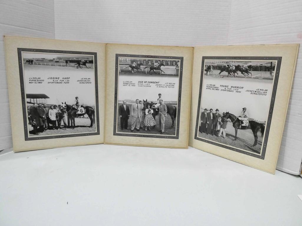 3 Race Horse Prints incl Jigging Harp , Young Warrior ,: Lot of 3 Vintage Horse Racing Prints incl Jigging Harp from 1960 , Young Warrior from 1960 , Age of Consent from 1956