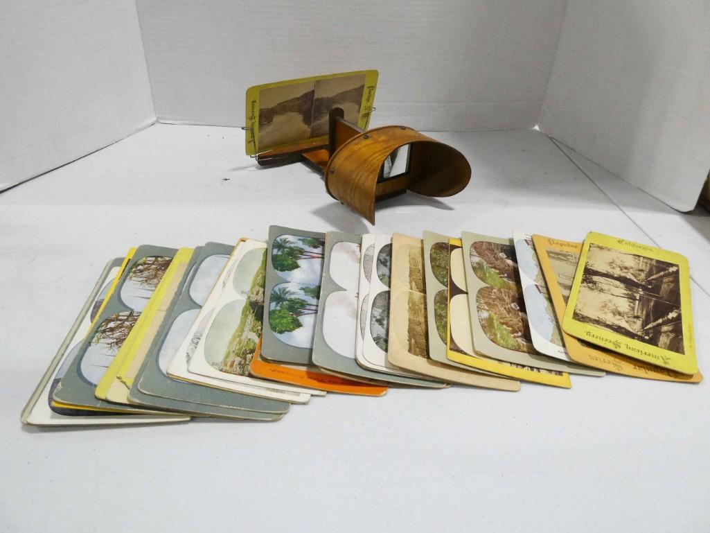 Antique Stereo Viewer with Many Stereo Cards (1 of 2)