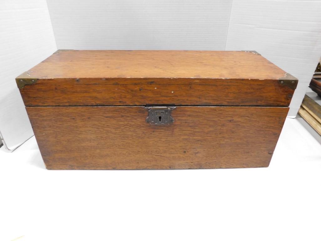 Vintage Wood Box Approx 22" Long with Metal Corners (1 of 7)