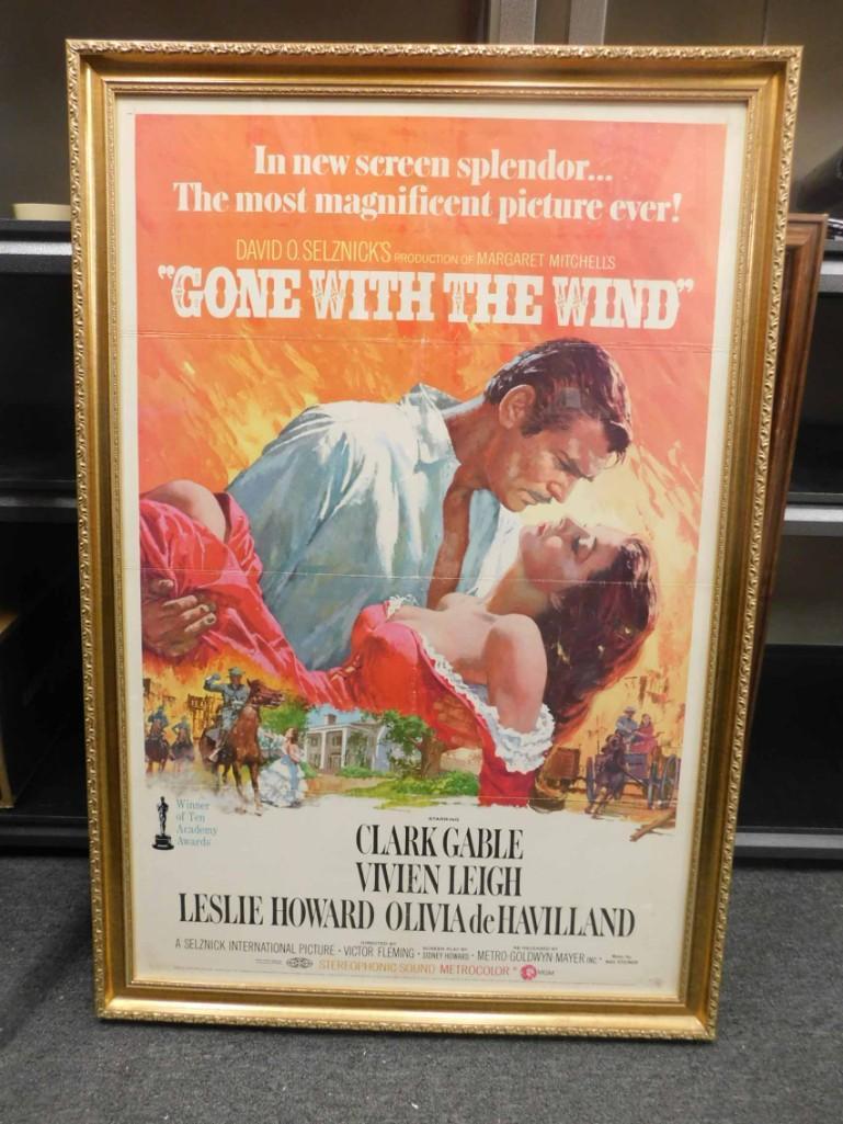 Framed Gone with the Wind Poster 1970s Reproduction (1 of 9)