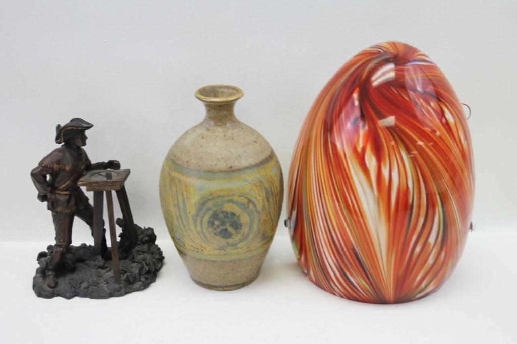 Home Decor Lot incl Pottery Vase , Modern Sconce Light (1 of 7)