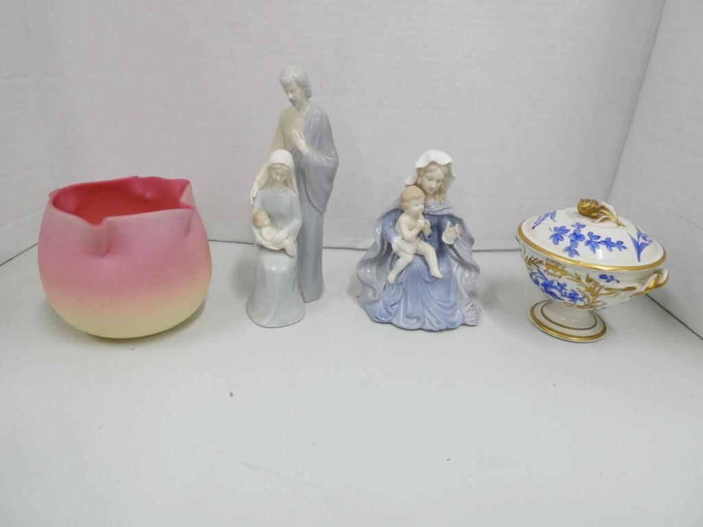 Burmese Satin Glass Vase , Figurines , RR Roman Music: Burmese Satin Glass Vase , Figurines , RR Roman Music Box , etc
