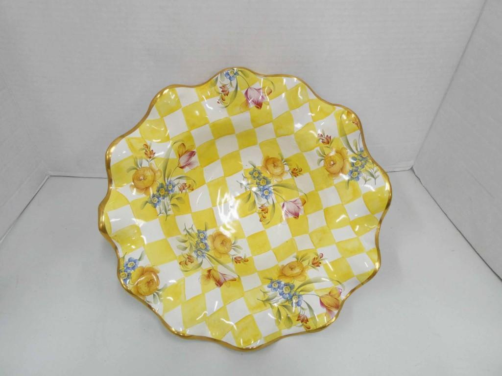 MacKenzie Childs Honeymoon Ruffle Edge Large 12" Bowl: Retired MacKenzie Childs Honeymoon Ruffle Edge Large 12" Bowl