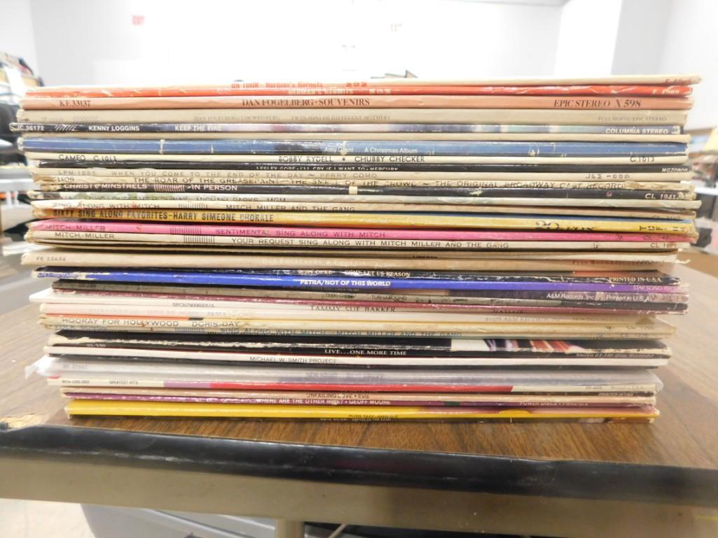 Large Lot of Vinyl LP Record Albums Including Herman's: Large Lot of Vinyl LP Record Albums Including Herman's Hermits, Dan Fogelberg, kenny Loggins, Amy Grant, Lesley Gore, Mitch Miller, Doris Day, etc. Includes an autograph - no COA