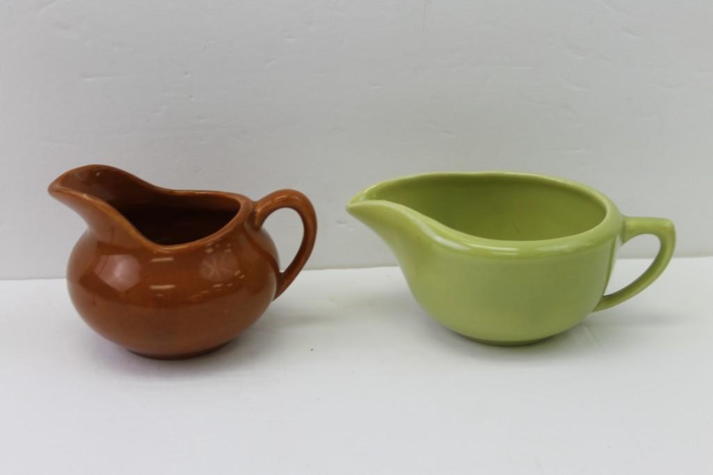 Bauer Pottery creamers: Bauer Pottery creamers . Two cute creamers marked 'Bauer' and were made in the 1950's