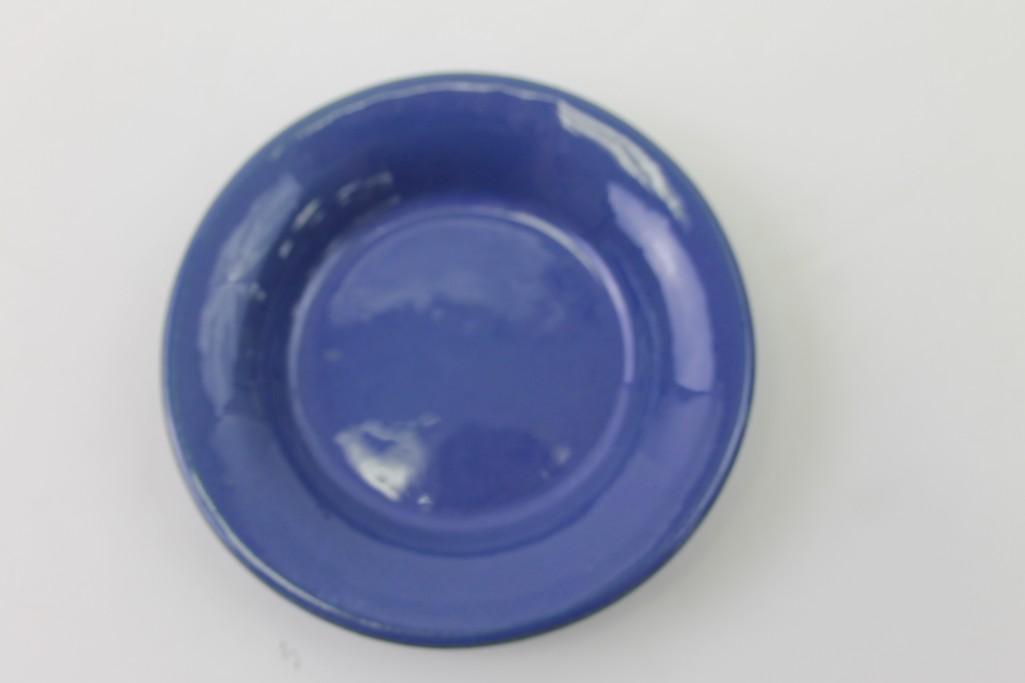 Bauer Butter Plate: Bauer Butter Plate . Bauer Plainware makers created these cute little butter dishes in vibrant colors in the very early 1900's. This is marked 'Bauer' and is in great condition. Very rare.