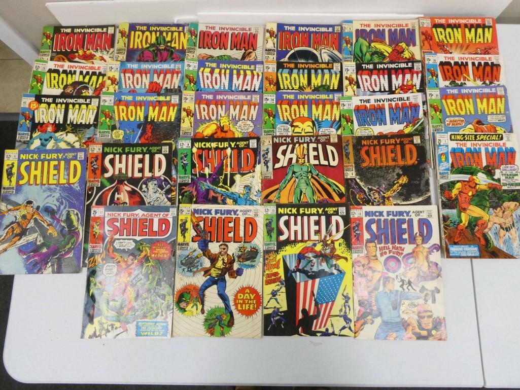 28 Comic Books incl The Invincible Iron Man , Nick Fury (1 of 4)