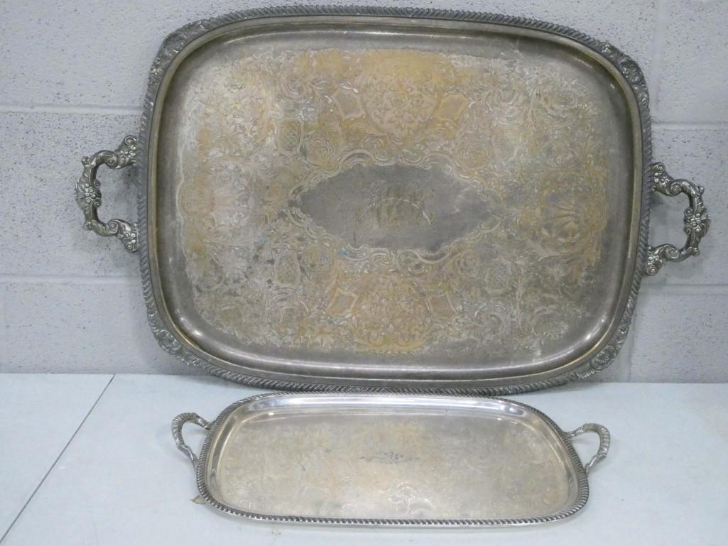 2 Silver Plate Serving Trays (1 of 5)