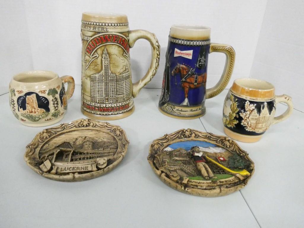 Beer Steins incl Budweiser and Decorative Wall Hangings (1 of 3)