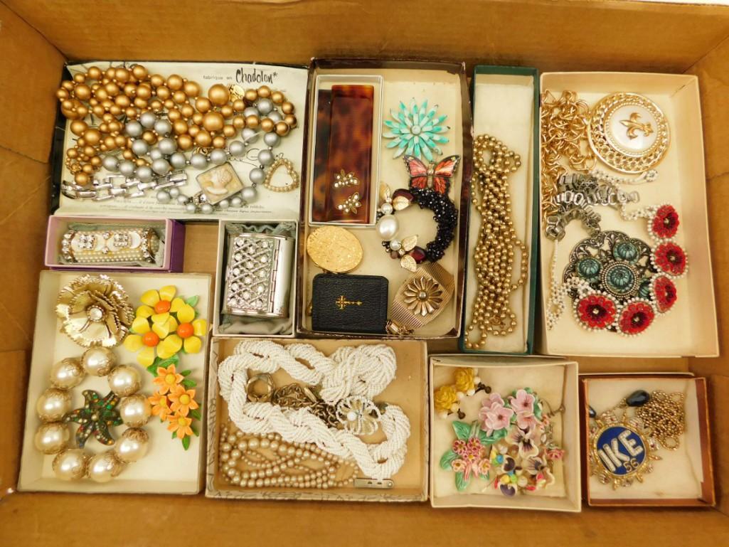 Lot of Costume Jewelry incl Vintage Plus Lipstick Case,: Nice Lot of Costume Jewelry incl Vintage Plus Lipstick Case and other smalls , Etc