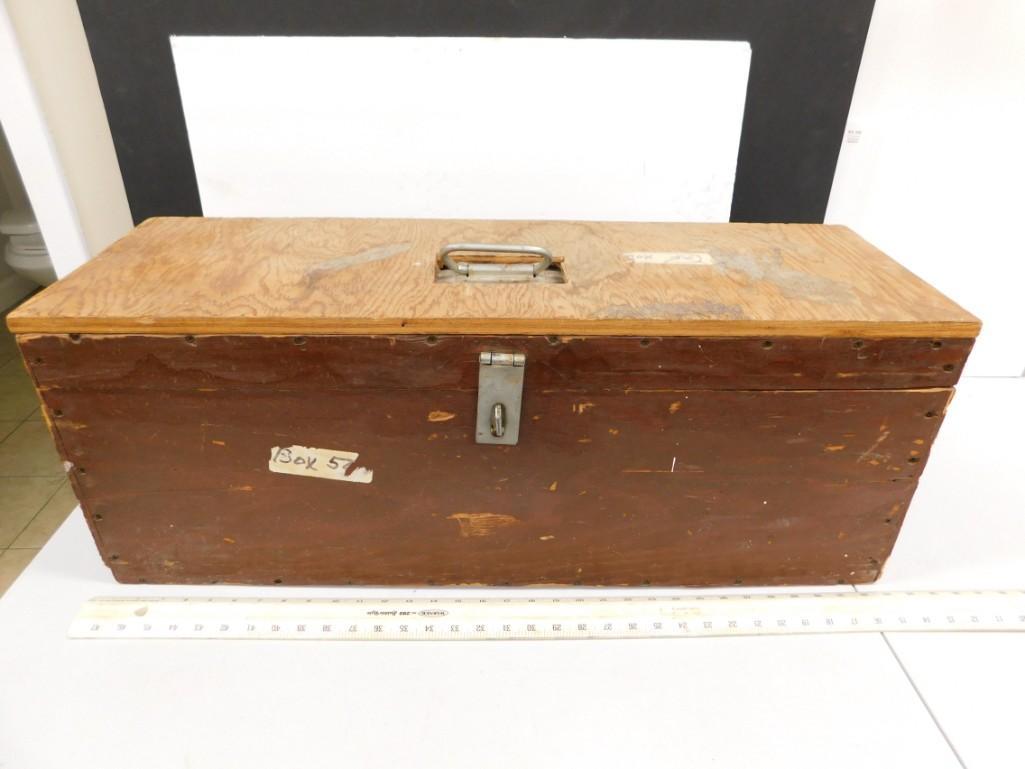 Large Wood Toolbox with Tray (1 of 8)