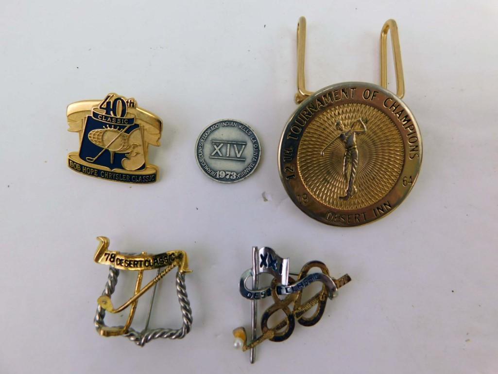 Vintage Golf Pins incl 1978 Bob Hope Desert Classic: Vintage Golf Pins incl 1978 Bob Hope Desert Classic Golf Pin , 1980 Bob Hope Desert Classic Golf Pin , 40th Bob Hope Desert Classic Golf Pin , 1973 Desert Classic Marker , 12 Desert Inn Tournament of 