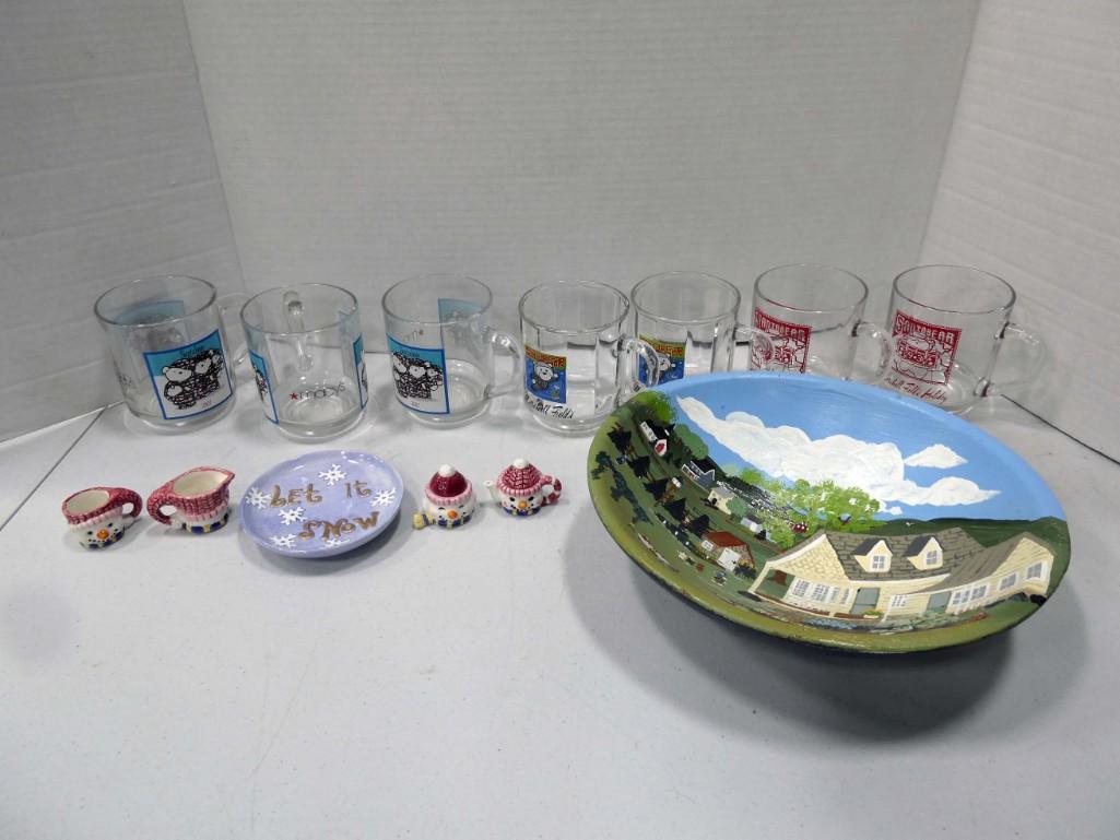 Lot of Marshall Fields and Macy's Santa Bear Cups and: Lot of Marshall Fields and Macy's Santa Bear Cups and Other Asst Christmas Items