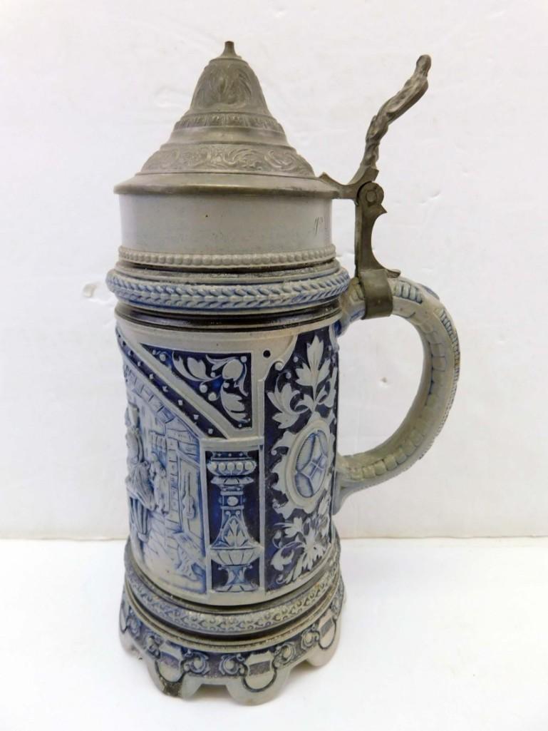 Antique 1/2 L Beer Stein approx 9.5" Tall .  Prosit (1 of 9)