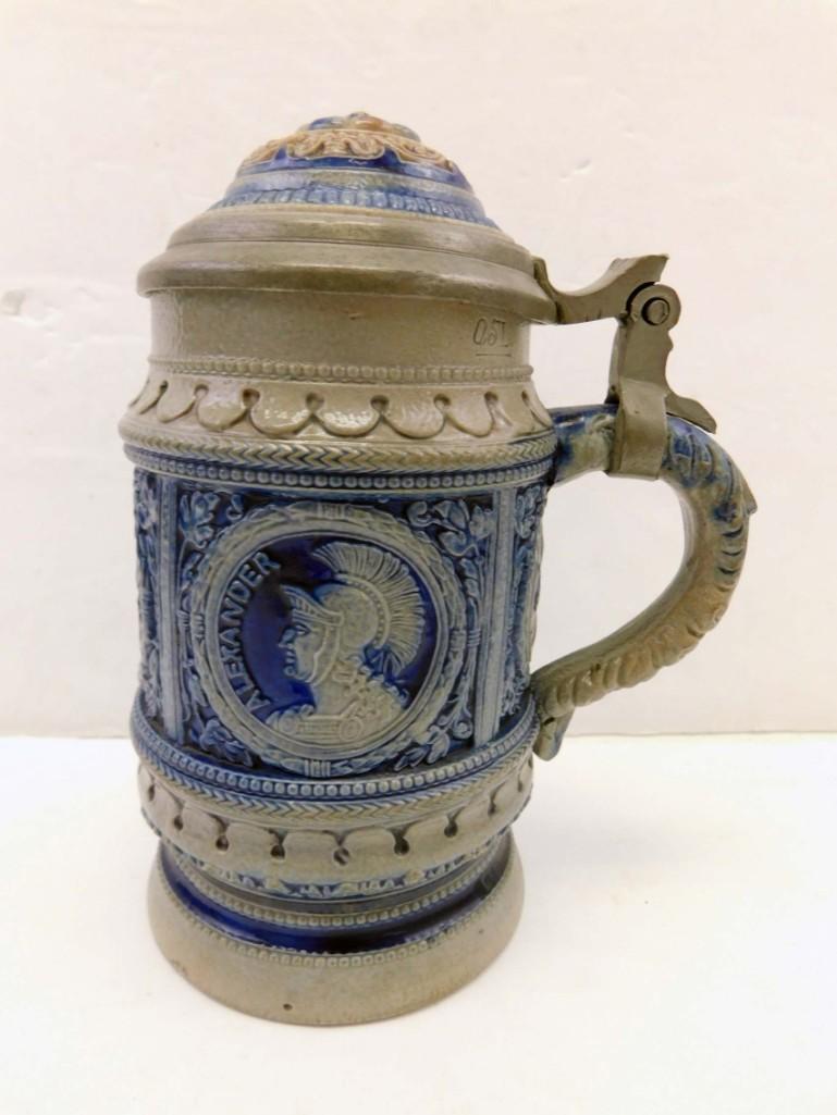 Antique Stoneware Beer Stein Alexander Ramses Carolus , (1 of 9)