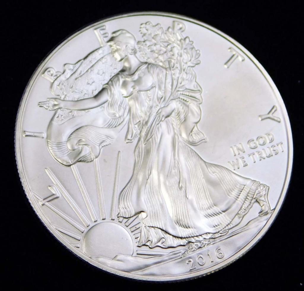 2016 BU American Silver Eagle 1 oz Fine Silver Round (1 of 2)