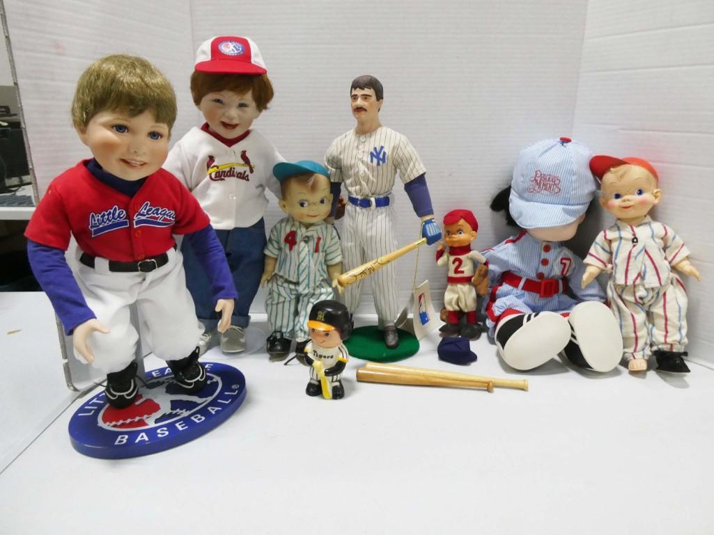 Sports Dolls incl 2 Vintage Effanbee Dolls: Lot of Sports Dolls and Figures . Includes 2 vintage Effanbee dolls and a vintage sports pixie elf
