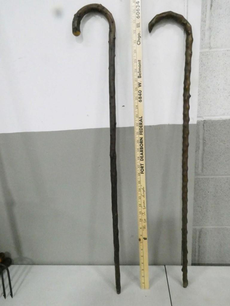 2 Vintage Canes or Walking Sticks 1 with a Vine Design (1 of 2)