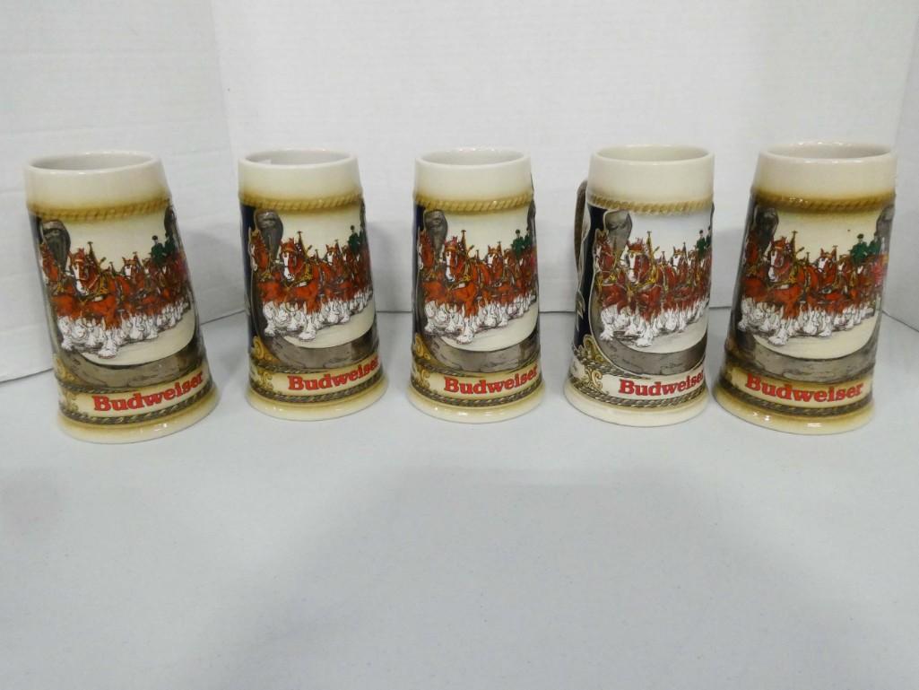 5 Budweiser Clydesdales Beer Steins (1 of 2)