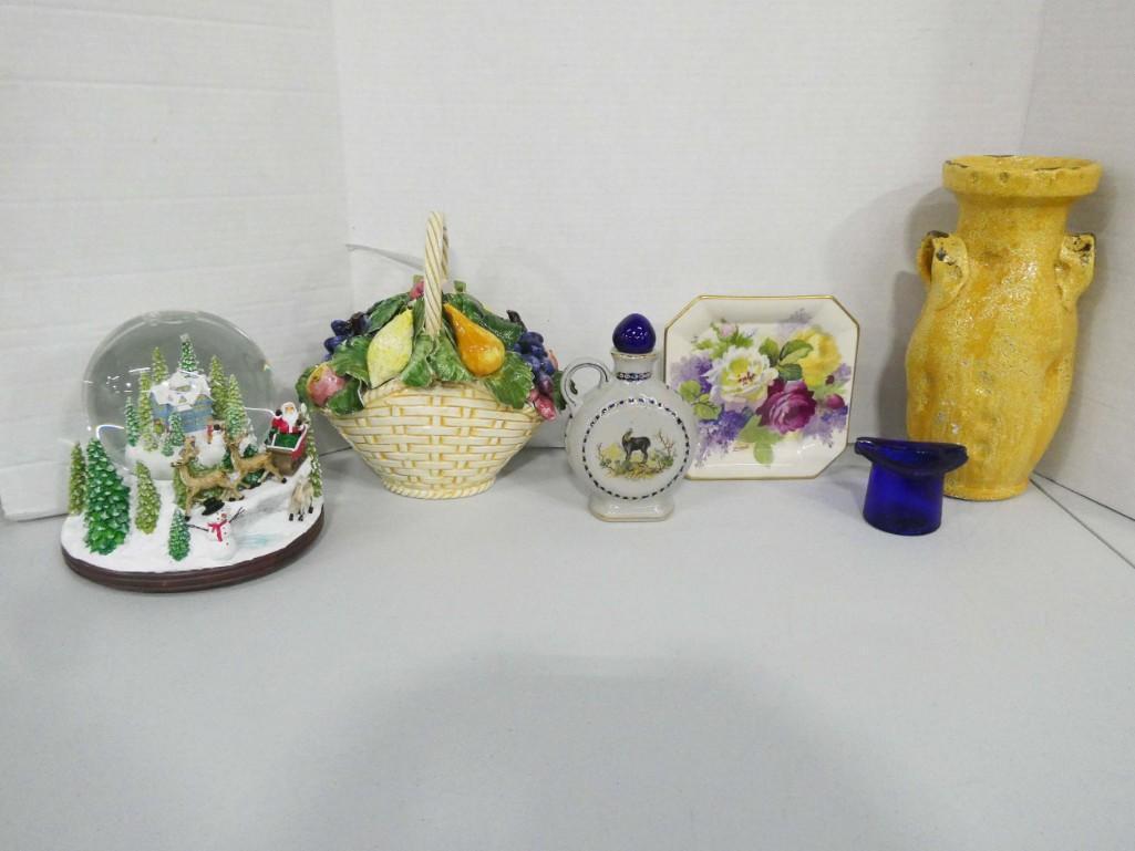 Lot of Collectibles and Ceramic incl Vietri: Lot of Collectibles and Ceramic incl Vietri Vase and Basket , Snow Globe , etc
