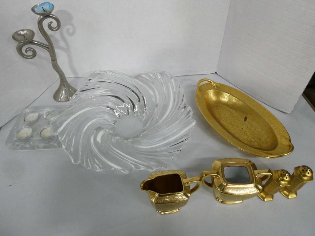 Serving Lot incl Candle Holder , Gold Colored Noritake (1 of 4)