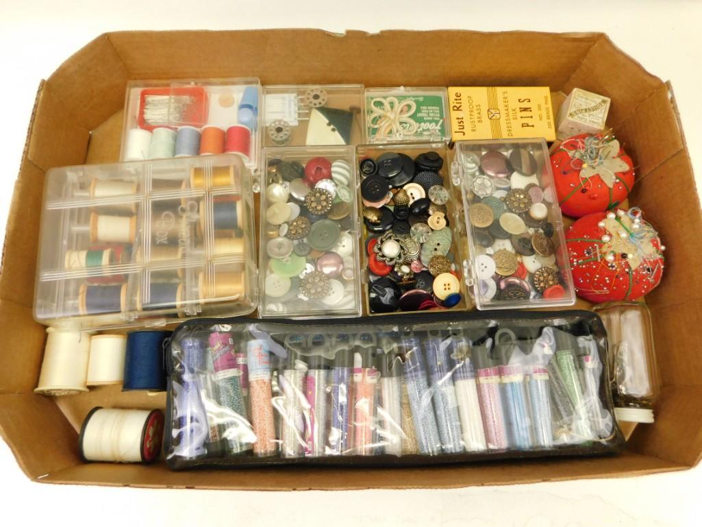 Lot of Buttons and Sewing or Crafting Supplies: Lot of Buttons and Sewing or Crafting Supplies