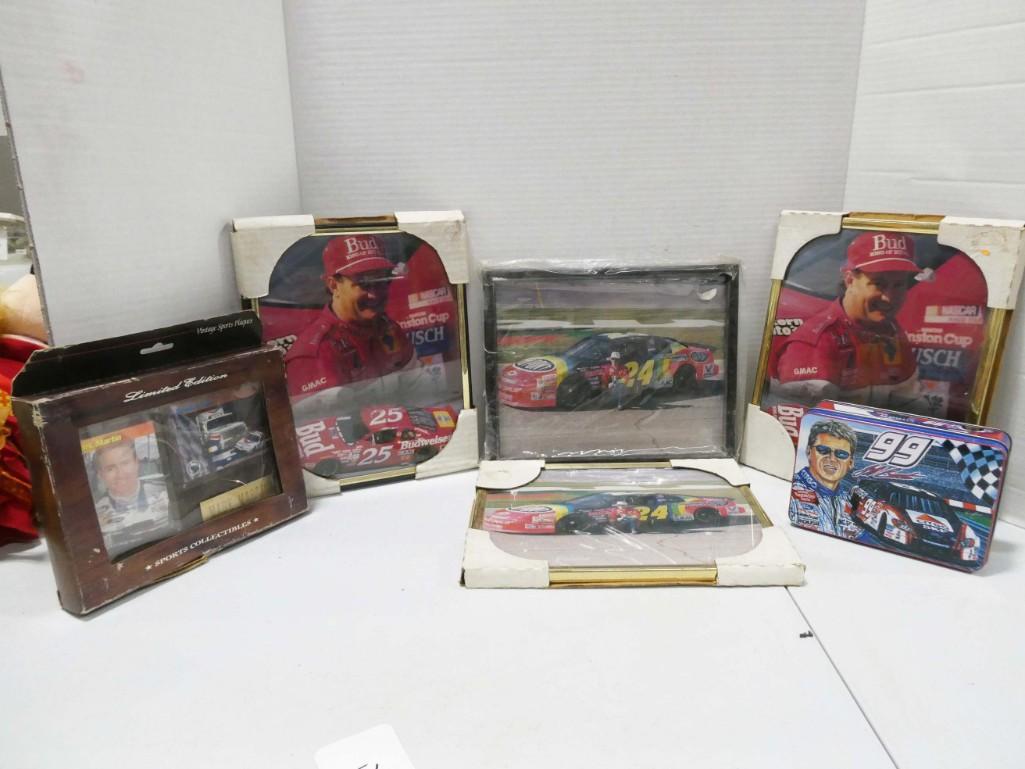 Nascar Lot including Framed Pictures, Lunchbox, etc. (1 of 3)