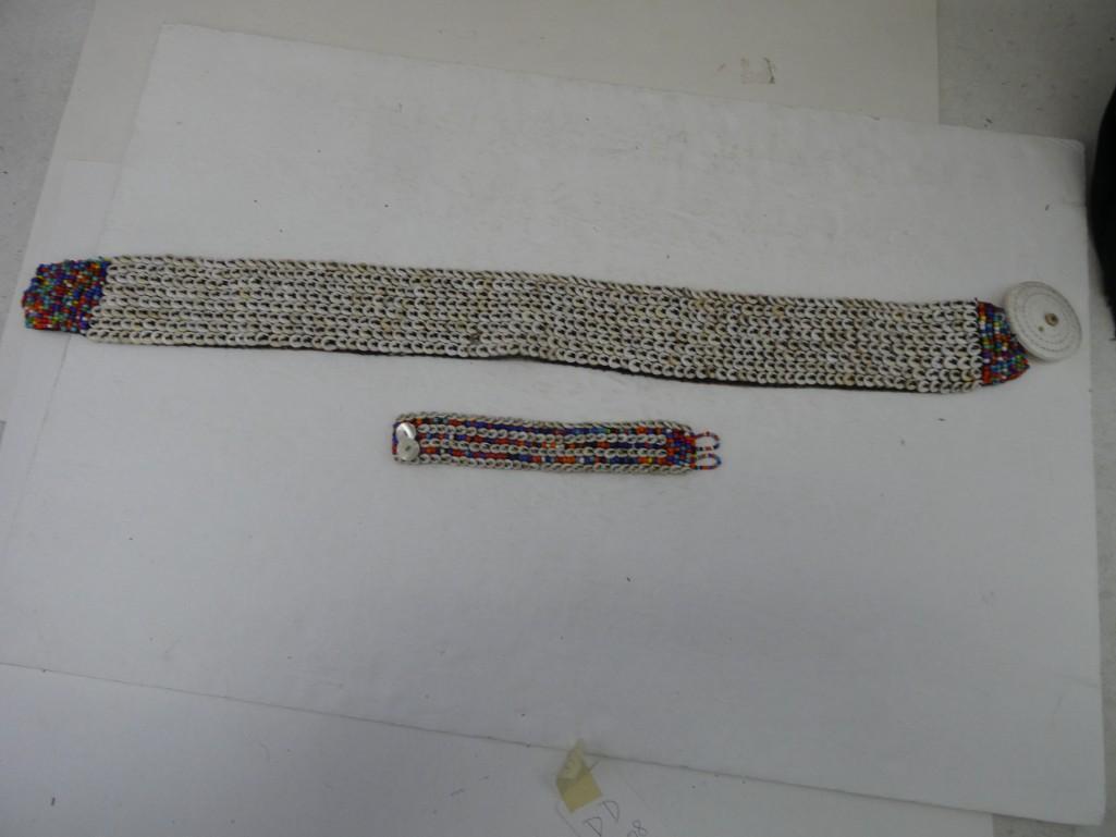 Intricate Beaded Belt and Bracelet: Intricate Beaded Belt and Bracelet The belt is roughly 30" long