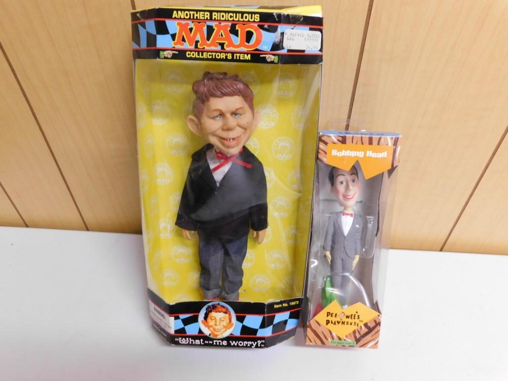 Mad Magazine Alfred E. Neuman 14" "What, Me Worry?" Doll and Pee Wee Herman Bobble Head (1 of 4)