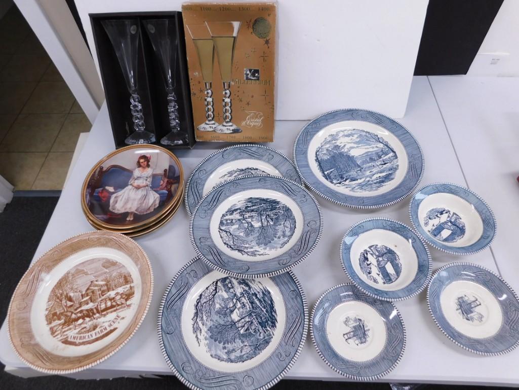 Plates , Bowls , and Crystal Stemware: Plates , Bowls , and Crystal Stemware . Includes Currier & Ives , Norman Rockwell Collector Plates , etc