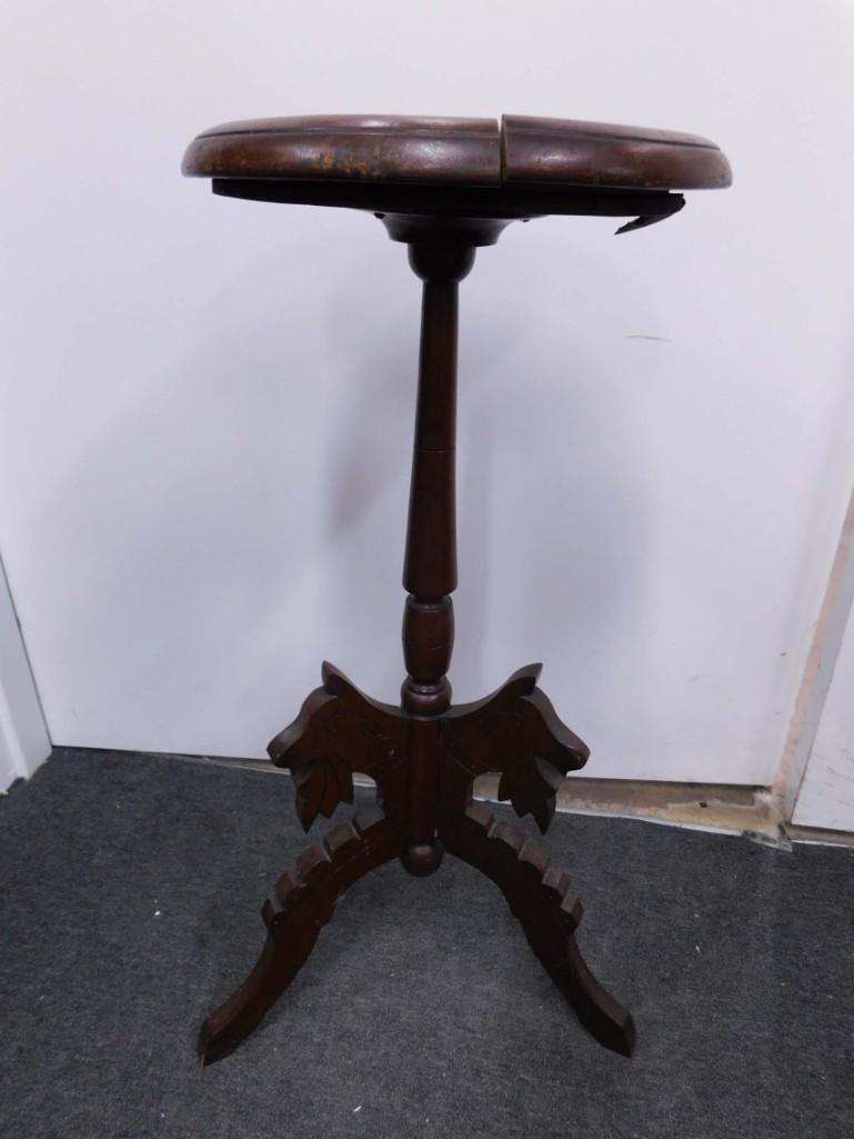 Antique Carved Wood Table with Marble Top (1 of 5)