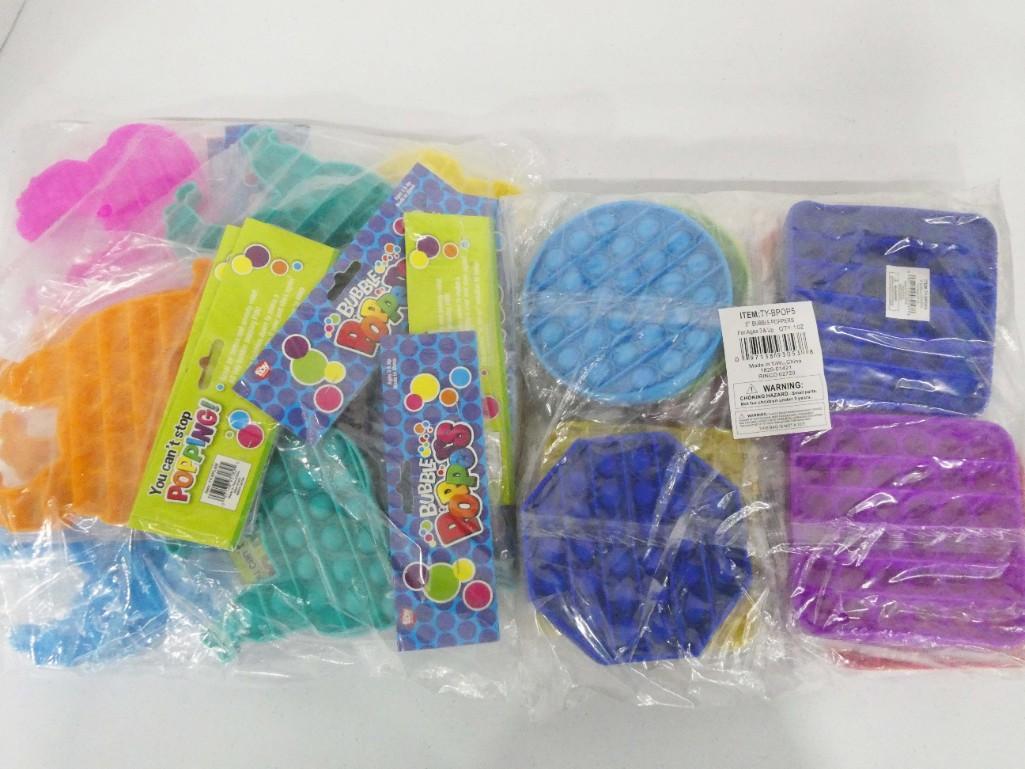 Approx 24 Silicone Popper Toys New in Package: Approx 24 Silicone Popper Toys New in Package incl You Can't Stop Popping in Animal Shapes and Others in Geometric Shapes . Various Colors