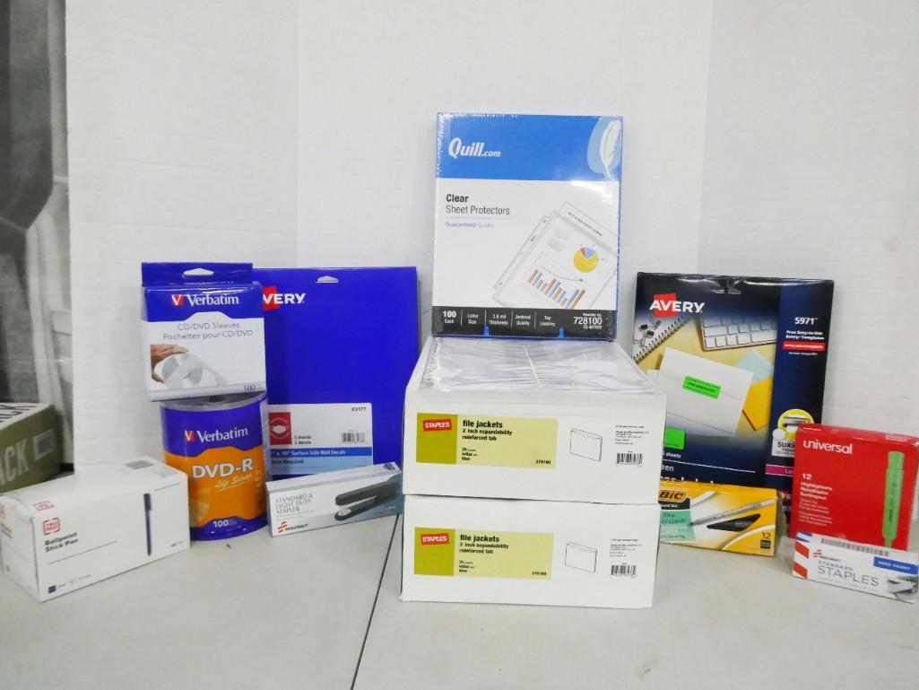 New Office Supply Lot incl File Jackets , Pens , Stapler , Staples , Sheet Protectors , Highlighters: New Office Supply Lot incl File Jackets , Pens , Stapler , Staples , Sheet Protectors , Highlighters , etc