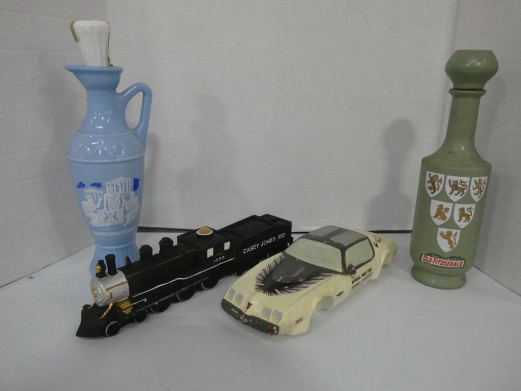 Lot of 4 Vintage Decanters Including Casey Jones 382 Pontiac, Old Fitzgerald (1 of 3)