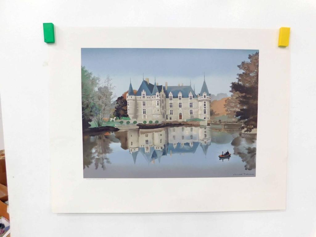 Michel Delacroix Lithograph " Azay Le Rideau " 25"x32.25" (1 of 4)