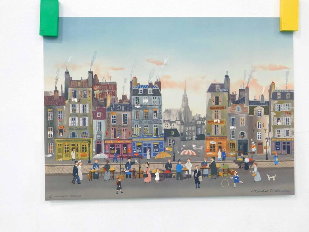 Michel Delacroix Lithograph French Street Scene 17.25"x13": Michel Delacroix Lithograph French Street Scene 17.25"x13"