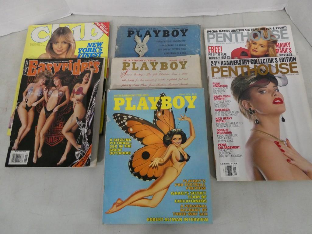 Lot of 7 Adult Magazines Including 2 1964 Playboy Magazines: Lot of 7 Adult Magazines Including 2 1964 Playboy Magazines, Easyriders, Club, Penthouse