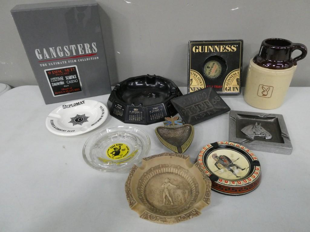 Lot of Ashtrays and a Playboy Stoneware Cup and Cast Iron 1985 ITT Coin Tray (1 of 1)