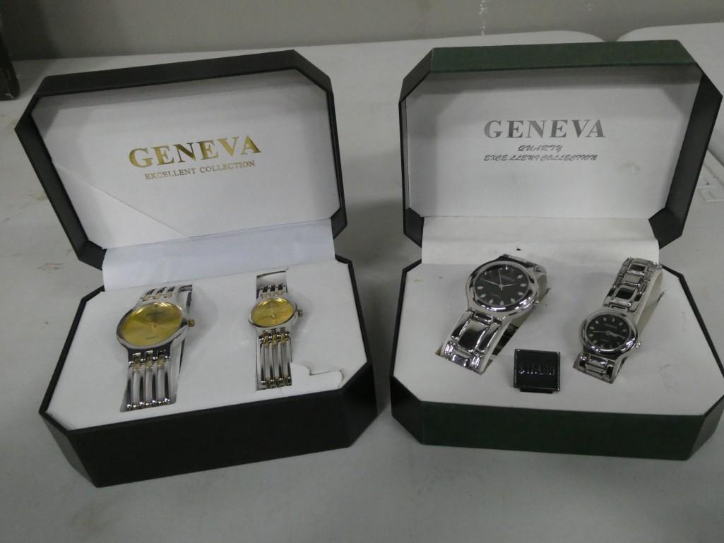 2 Boxes of New His and Hers Geneva Quartz Watches: 2 Boxes of New His and Hers Geneva Quartz Watches
