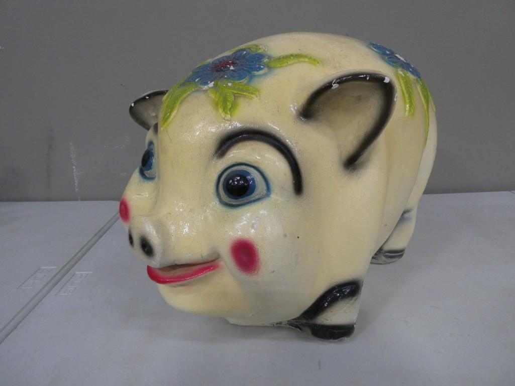 Large 13.5" Tall Chalkware Pig Bank Vintage (1 of 3)