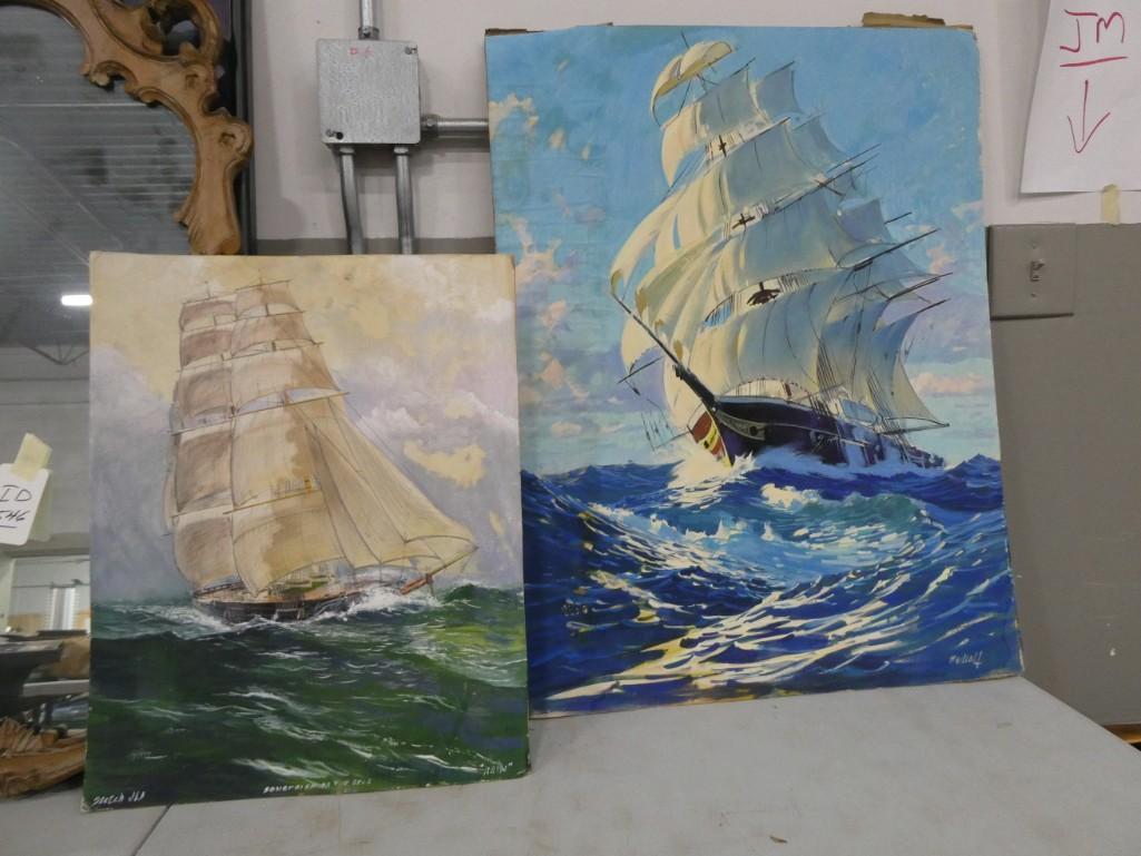 2 Unframed Original Paintings of Clipper Ships (1 of 5)